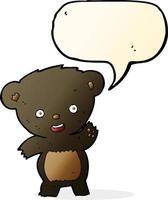 dessin animé agitant l'ours noir avec bulle de dialogue vecteur