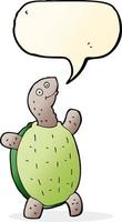 tortue heureuse de dessin animé avec bulle de dialogue vecteur