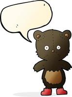 dessin animé ourson noir avec bulle de dialogue vecteur