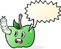 pomme de dessin animé avec bug avec bulle de dialogue vecteur