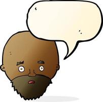 dessin animé homme choqué avec barbe avec bulle de dialogue vecteur