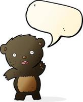 dessin animé agitant ourson noir avec bulle de dialogue vecteur