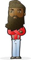 dessin animé homme sérieux avec barbe vecteur