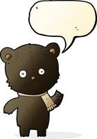 dessin animé agitant l'ours noir avec bulle de dialogue vecteur