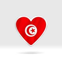 coeur du drapeau de la tunisie. modèle de coeur et drapeau de bouton argenté. édition facile et vecteur en groupes. illustration vectorielle de drapeau national sur fond blanc.