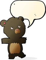 dessin animé mignon ours noir avec bulle de dialogue vecteur