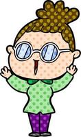 dessin animé femme portant des lunettes vecteur