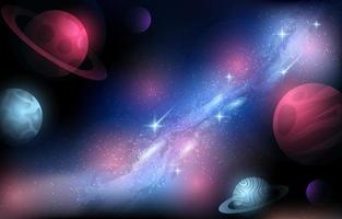 galaxie milkyway et fond de planètes vecteur