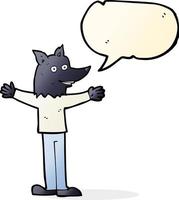 loup-garou de dessin animé avec bulle de dialogue vecteur