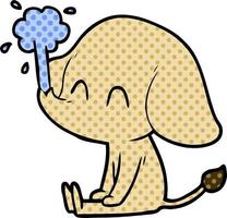 éléphant de dessin animé mignon jaillissant de l'eau vecteur