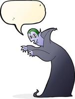 vampire effrayant de dessin animé avec bulle de dialogue vecteur