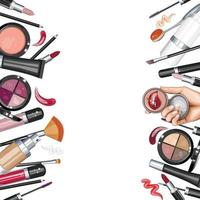 produits de maquillage pour les soins de la peau, arrière-plan cosmétique, cadre de maquillage vecteur