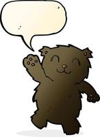 dessin animé agitant l'ours noir avec bulle de dialogue vecteur