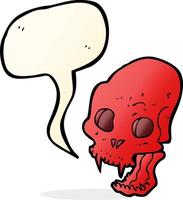 crâne de vampire effrayant de dessin animé avec bulle de dialogue vecteur