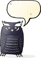 hibou de dessin animé avec bulle de dialogue vecteur