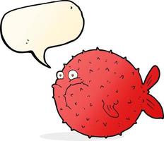 poisson-globe de dessin animé avec bulle de dialogue vecteur