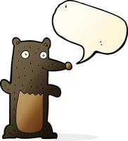 dessin animé ours noir avec bulle de dialogue vecteur