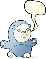 ours polaire dessin animé mignon avec bulle de dialogue vecteur