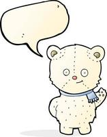 ours polaire dessin animé mignon agitant avec bulle de dialogue vecteur