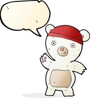 ours polaire dessin animé mignon avec bulle de dialogue vecteur
