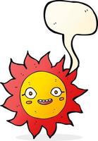soleil heureux de dessin animé avec bulle de dialogue vecteur