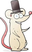 souris de dessin animé en chapeau haut de forme vecteur