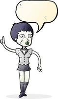 dessin animé halloween fille avec bulle de dialogue vecteur