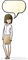 dessin animé jolie femme d'affaires avec bulle de dialogue vecteur