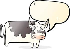 vache de dessin animé avec bulle de dialogue vecteur