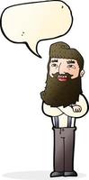 homme heureux de dessin animé avec barbe avec bulle de dialogue vecteur