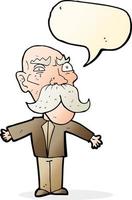 vieil homme en colère de dessin animé avec bulle de dialogue vecteur