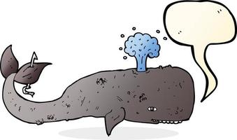 baleine de dessin animé avec bulle de dialogue vecteur