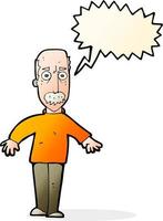 dessin animé agacé vieil homme avec bulle de dialogue vecteur