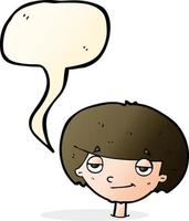 dessin animé garçon à la recherche de suffisance avec bulle de dialogue vecteur