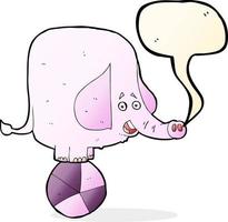 Éléphant de cirque de dessin animé avec bulle de dialogue vecteur