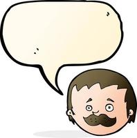 homme de dessin animé avec moustache avec bulle de dialogue vecteur