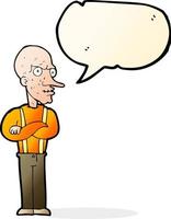 dessin animé signifie vieil homme avec bulle de dialogue vecteur