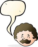 homme de dessin animé avec moustache avec bulle de dialogue vecteur