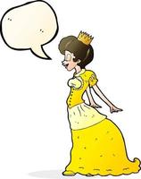 princesse de dessin animé avec bulle de dialogue vecteur