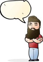 dessin animé homme sérieux avec barbe avec bulle de dialogue vecteur