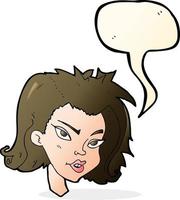 visage féminin de dessin animé avec bulle de dialogue vecteur