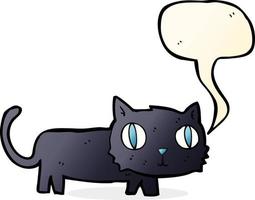 chat noir de dessin animé avec bulle de dialogue vecteur