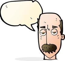 dessin animé ennuyé vieil homme avec bulle de dialogue vecteur