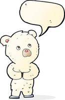 dessin animé ourson polaire avec bulle de dialogue vecteur