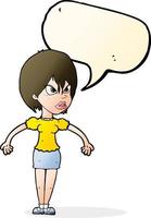 dessin animé femme agacée avec bulle de dialogue vecteur