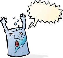 personnage de canette de soda de dessin animé avec bulle de dialogue vecteur