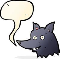 tête de loup de dessin animé avec bulle de dialogue vecteur