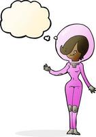 femme de l'espace dessin animé avec bulle de pensée vecteur