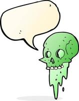 dessin animé de crâne d'halloween brut avec bulle de dialogue vecteur