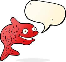 poisson heureux de dessin animé avec bulle de dialogue vecteur